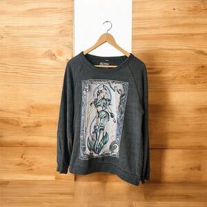 Curbside Sailor Julie Dark Black Triblend Heathered Sweatshirt Size Large Pinup